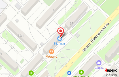 Супермаркет Магнит на проспекте Дзержинского на карте