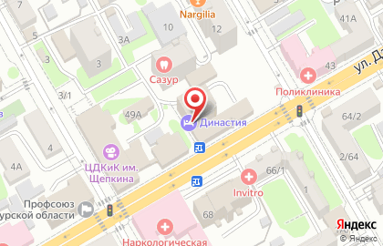Отель Династия на улице Дзержинского на карте