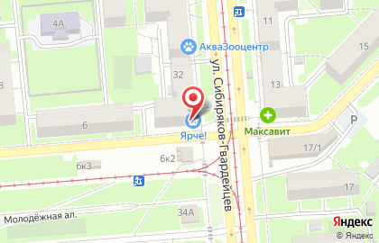 Супермаркет Ярче! на площади Сибиряков-Гвардейцев на карте