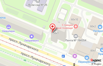 Производственно-сервисная компания Окна Контакт на проспекте Луначарского на карте
