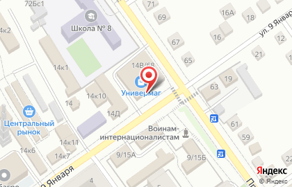 Супермаркет Пятерочка на улице 9 Января на карте