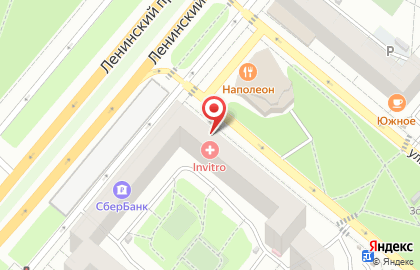 Медицинская компания Инвитро на Ленинском проспекте на карте