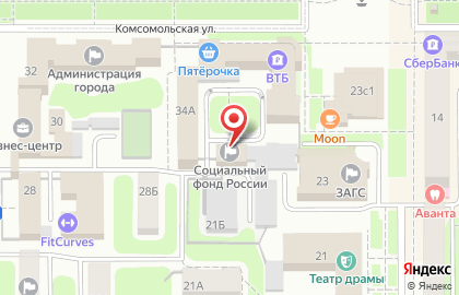 Управление пенсионного фонда РФ в г. Новомосковске на Комсомольской на карте