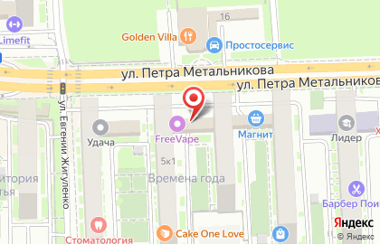 Продовольственный магазин Агрокомплекс на улице Петра Метальникова на карте
