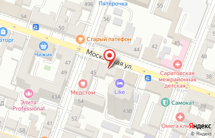 Книжный магазин Почитайка на Московской улице на карте