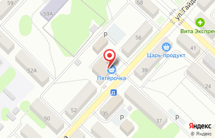 Супермаркет Пятёрочка на улице Гайдара на карте