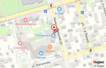 Супермаркет Пятёрочка на Ниженольной улице на карте