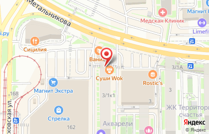 Ресторан доставки СушиWok на ​Петра Метальникова на карте