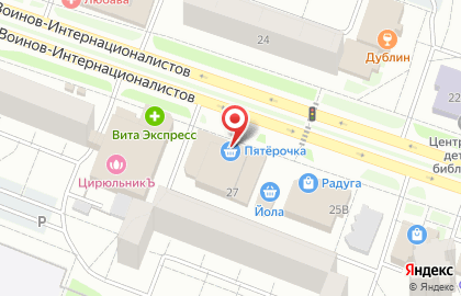 Банкомат ВТБ на улице Воинов-Интернационалистов на карте