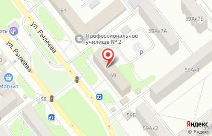 Общежитие на улице Рылеева на карте