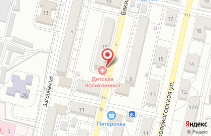 Детская инфекционная клиническая больница Детская поликлиника №3 №5 на Бакинской улице на карте