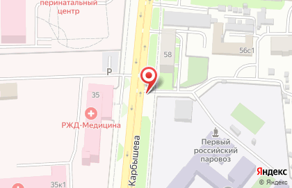 Продовольственный магазин на улице Карбышева на карте