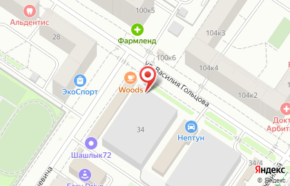 Гаражный кооператив Тюменский на улице Василия Гольцова на карте