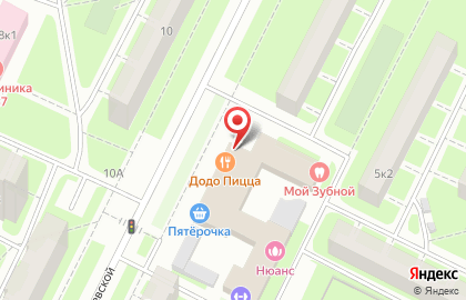 Пиццерия Додо Пицца на улице Софьи Ковалевской на карте