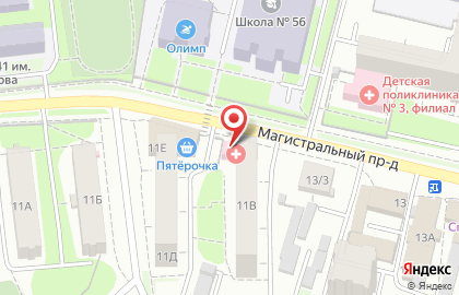 Больница Курская городская больница №3 в Магистральном проезде на карте