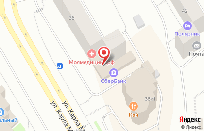Банкомат Северо-Западный банк Сбербанка России, филиал в г. Мурманске на улице Карла Маркса, 38 на карте
