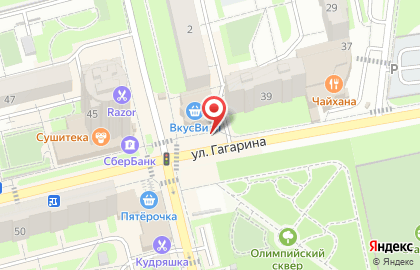 Магазин мясной продукции на улице Гагарина на карте