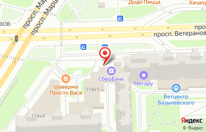 СберБанк России на проспекте Ветеранов, 114к1 на карте