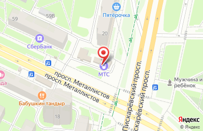 Терминал МТС банк на Пискарёвском проспекте на карте