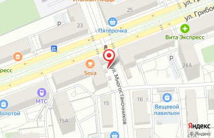 Магазин по продаже колбасных изделий Сибагро на улице Грибоедова на карте
