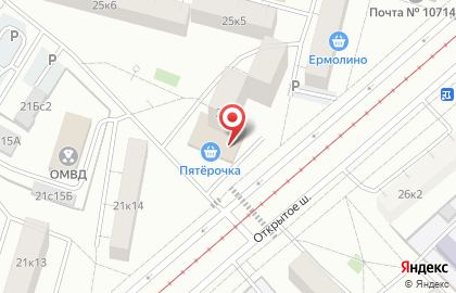 Супермаркет Пятёрочка на Открытом шоссе, 25 к 4 на карте