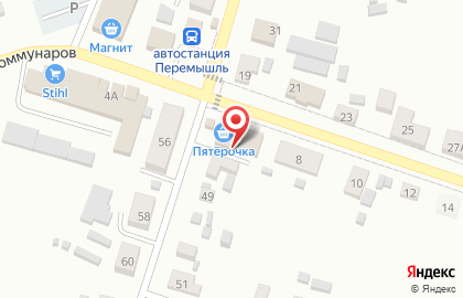 Супермаркет Пятёрочка на улице Коммунаров на карте