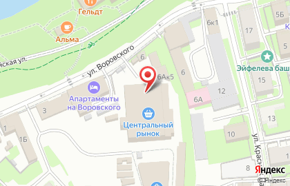 Центральный рынок в Пскове на карте