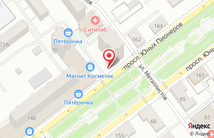 Киоск по продаже хлебобулочных изделий на улице Металлистов на карте