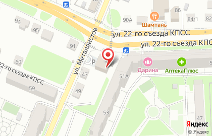Строящееся административное здание по ул. 22 Съезда КПСС, 51Б на карте