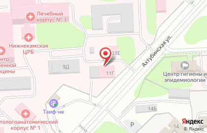 Больница Нижнекамская центральная районная многопрофильная больница на Ахтубинской улице на карте