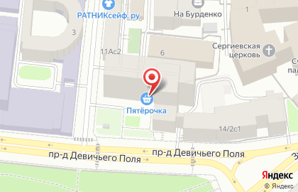 Супермаркет Военторг-Пятёрочка в проезде Девичьего Поля на карте
