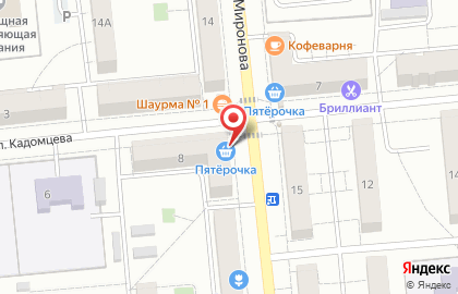 Супермаркет Пятёрочка на улице Кадомцева в Новокуйбышевске на карте