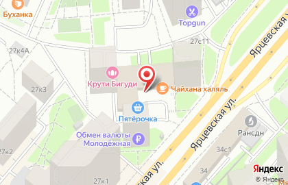 Супермаркет Пятёрочка на Ярцевской улице на карте