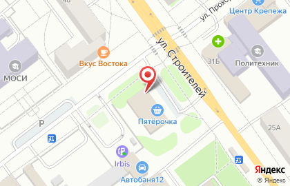Супермаркет Пятёрочка на улице Строителей на карте
