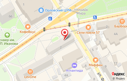 Кондитерская Бисквит в Орле на карте