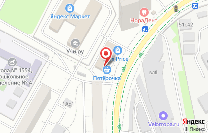 Супермаркет Пятёрочка на улице Мусоргского на карте