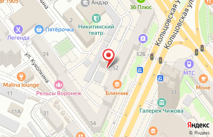 Центрально-Черноземный банк Сбербанка России на Кольцовской улице, 52 на карте