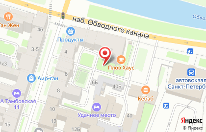 Киоск по продаже фруктов и овощей, Фрунзенский район на набережной Обводного канала на карте