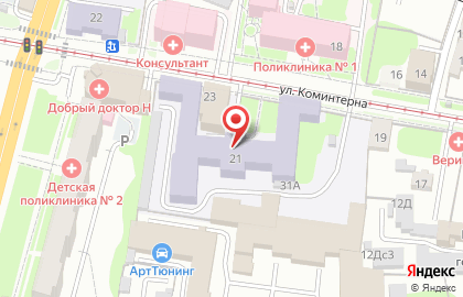 Тульский государственный университет на улице Коминтерна на карте