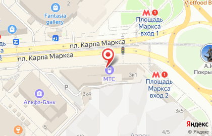 Оператор связи МТС на площади Карла Маркса, 3 к1 на карте