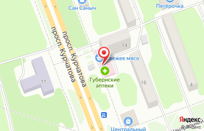 Аптека Губернские аптеки на проспекте Курчатова в Железногорске на карте