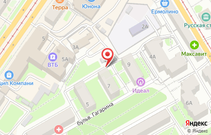 Бульвар на проспекте Гагарина на карте