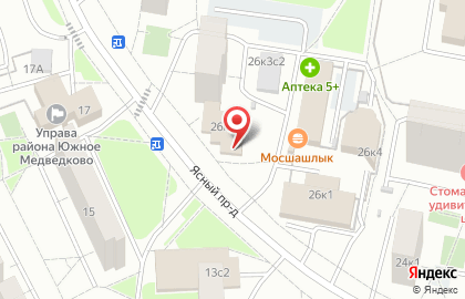 Пятерочка в Бибирево (проезд Ясный) на карте