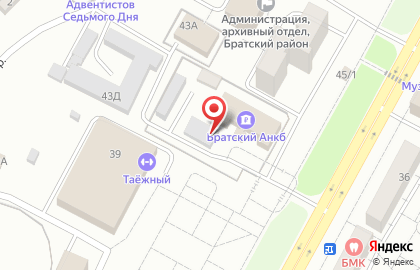 Банкомат Братский АНКБ на Комсомольской улице, 43 стр 2 на карте