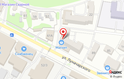 Сеть супермаркетов Магнит на улице Луначарского на карте