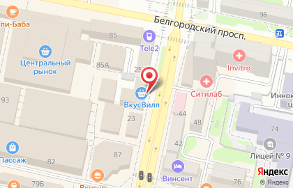 Магазин с доставкой полезных продуктов ВкусВилл на улице Попова на карте