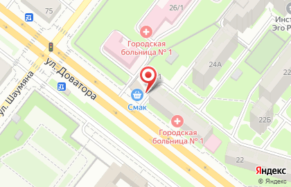 Продуктовый магазин Смак в Советском районе на карте