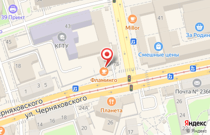 Кафе Фламинго на улице Черняховского на карте