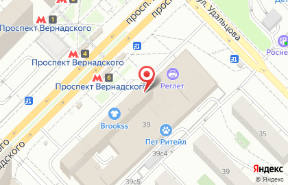 Билетная касса Transmost-Tour на метро Проспект Вернадского на карте