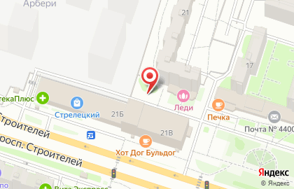 Киоск на проспекте Строителей на карте